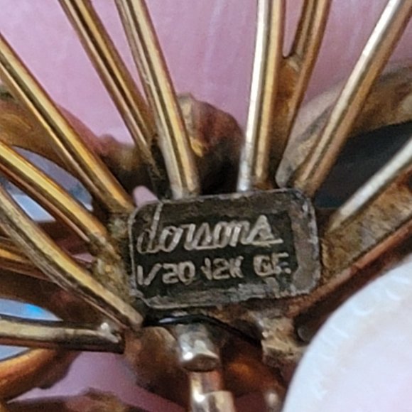 Vintage Signed Dorsons 1/20 12KT Gold Filled Rhinestone Demi Parure Pin Earrings - Picture 6 of 8